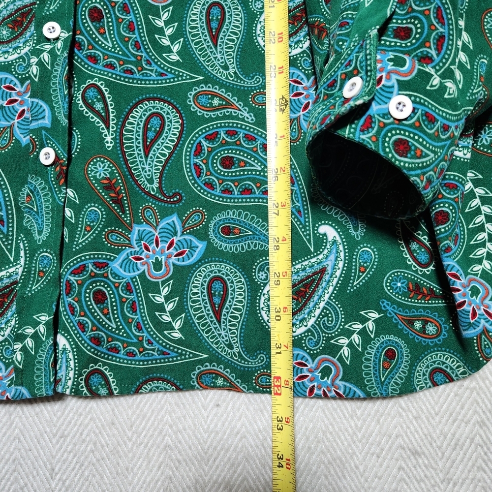 Mainstreet Blues Womans 4X Christmas Green Paisley Women's Button Down Shirt - Picture 6 of 8